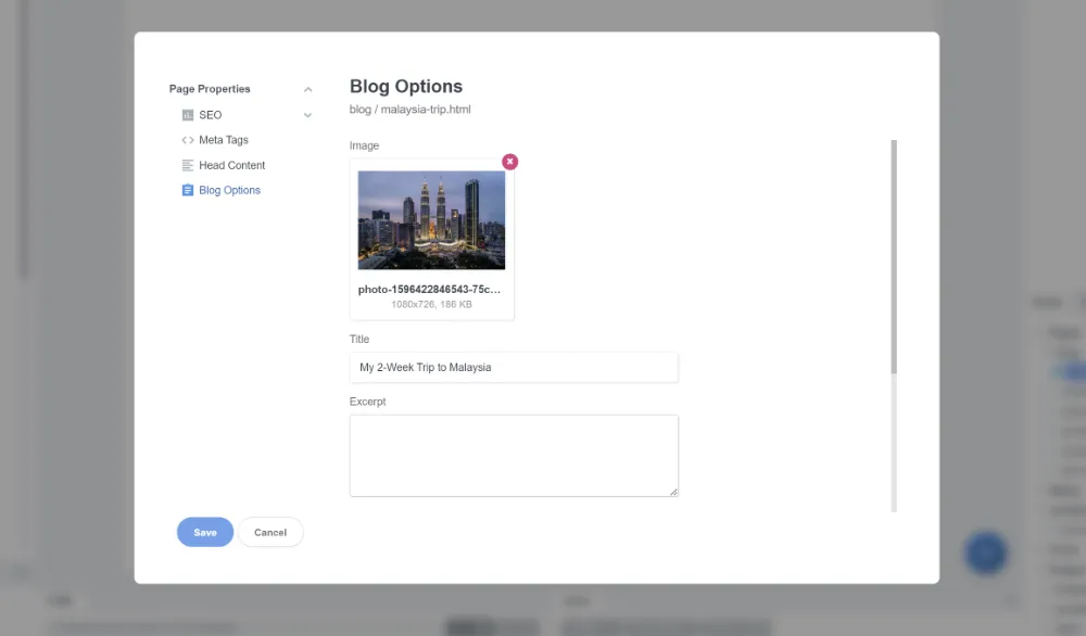 Blog post editing in Bootstrap Studio
