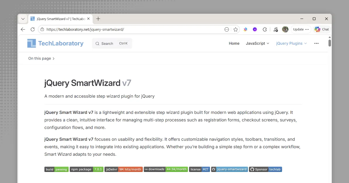 jQuery SmartWizard v7
