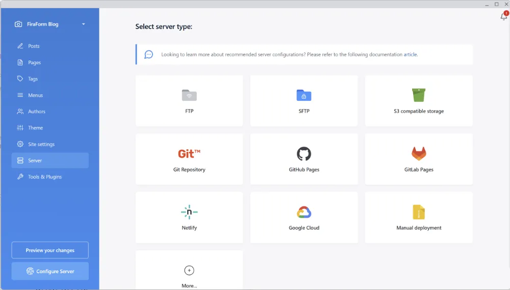 Publii deployment and publishing