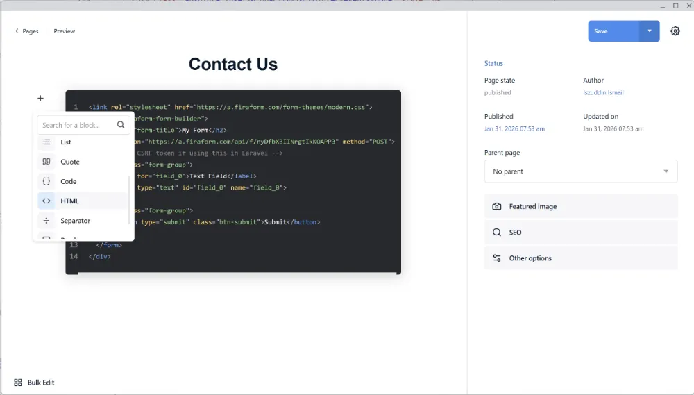 Creating a new post in Publii