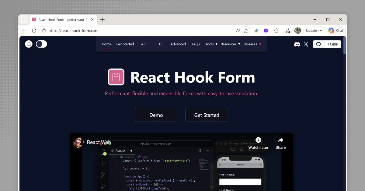 React Hook Form website