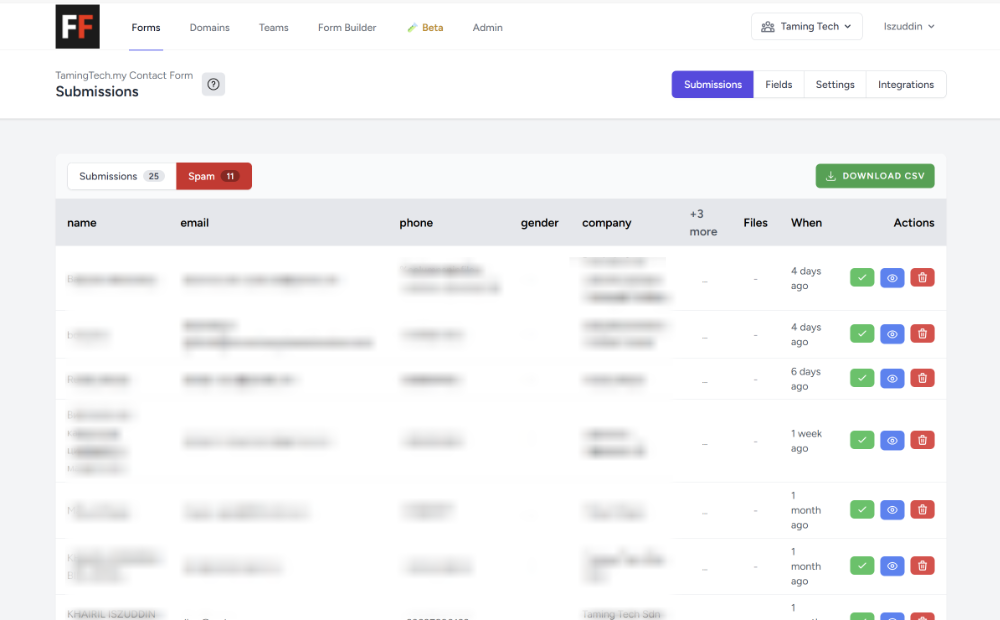FiraForm Backend Dashboard